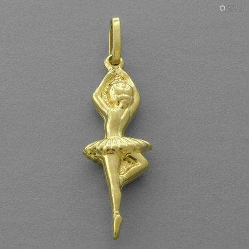 NEW 14K YELLOW GOLD BALLERINA PENDANT / CHARM