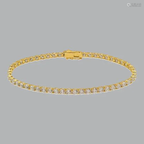 14K YELLOW GOLD ROUND CZ TENNIS BRACELET