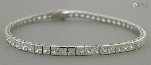 14K WHITE GOLD PRINCESS CUT CZ TENNIS BRACELET