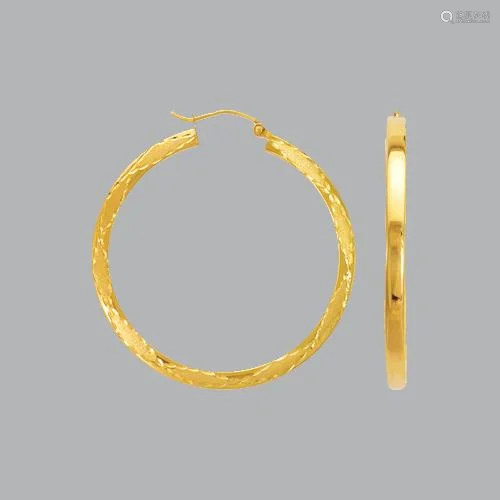 NEW 14K YELLOW GOLD SQUARE HOOP TUBE EARRINGS 3mm