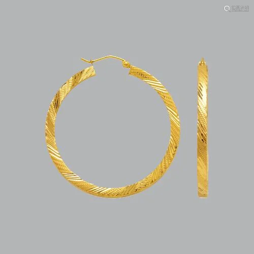 NEW 14K YELLOW GOLD SQUARE HOOP TUBE EARRINGS 3mm