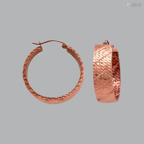 14K ROSE GOLD SQUARE HOOP TUBE EARRINGS 8mm