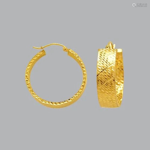 14K YELLOW GOLD SQUARE HOOP TUBE EARRINGS 8mm