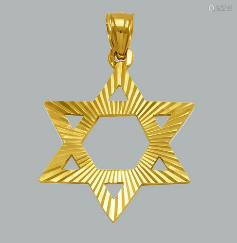 NEW 14K YELLOW GOLD STAR OF DAVID PENDANT / CHARM LARGE