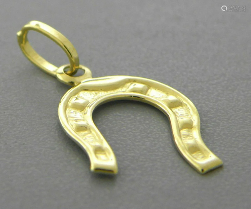 NEW 14K YELLOW GOLD HORSESHOE PENDANT / CHARM