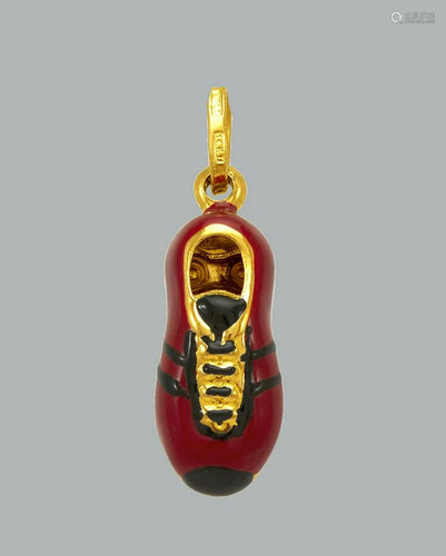 NEW 14K YELLOW GOLD ENAMEL PENDANT / CHARM SOCCER SHOE