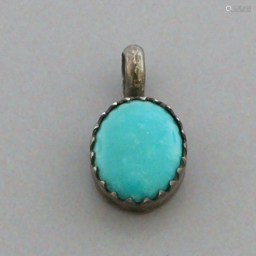 VINTAGE CUTE NAVAJO STERLING SILVER SLEEPING BEAUTY TURQUOIS...