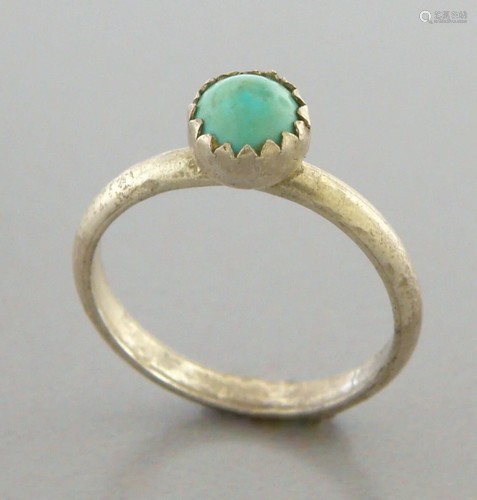 VINTAGE NAVAJO STERLING SILVER ROYSTON TURQUOISE SOLITAIRE R...