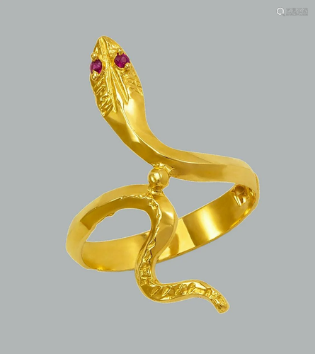 NEW 14K YELLOW GOLD LADIES FANCY CZ COCKTAIL RING SNAKE