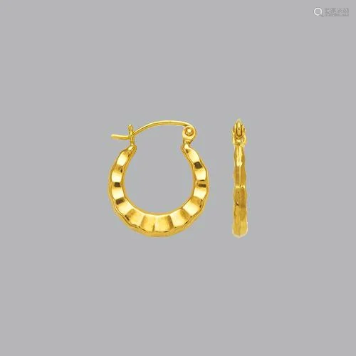 NEW 14K YELLOW GOLD LADIES FANCY HOLLOW SHRIMP EARRING