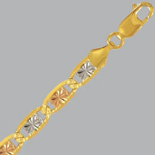 NEW 14K TRI COLOR GOLD VALENTINO CHAIN NECKLACE