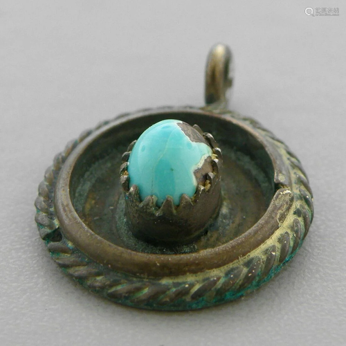 VINTAGE NAVAJO STERLING SILVER TURQUOISE PENDANT