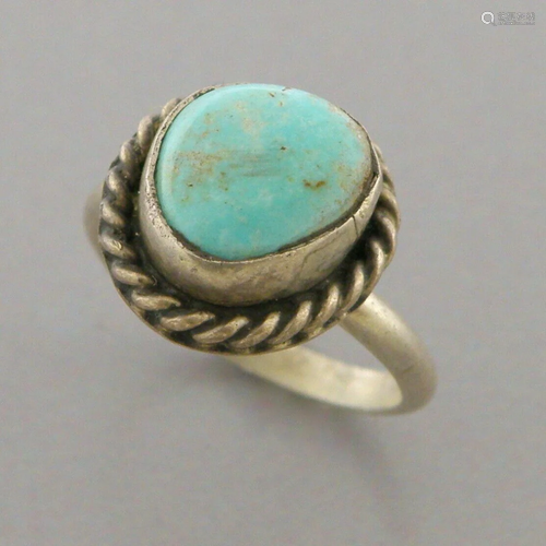 VINTAGE BEAUTIFUL NAVAJO STERLING SILVER TURQUOISE RING KIDS...