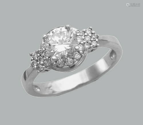 NEW 14K WHITE GOLD LADIES FANCY ENGAGEMENT RING