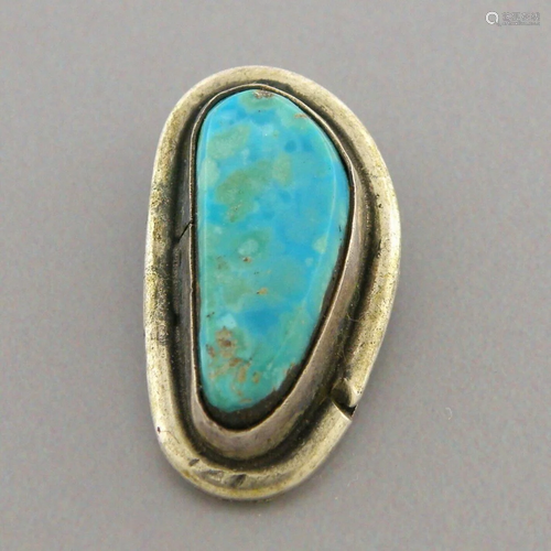 VINTAGE NAVAJO STERLING SILVER TURQUOISE PENDANT