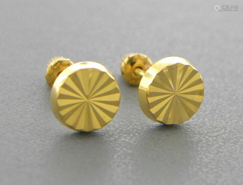 14K YELLOW GOLD LADIES GIRLS STUD EARRINGS SCREW BACK