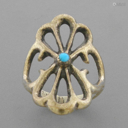 VINTAGE SOUTHWESTERN STERLING SILVER TURQUOISE RING