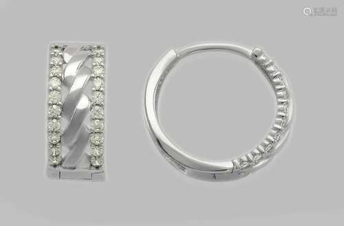 14K WHITE GOLD LADIES ROUND CZ HUGGIE HOOP EARRINGS