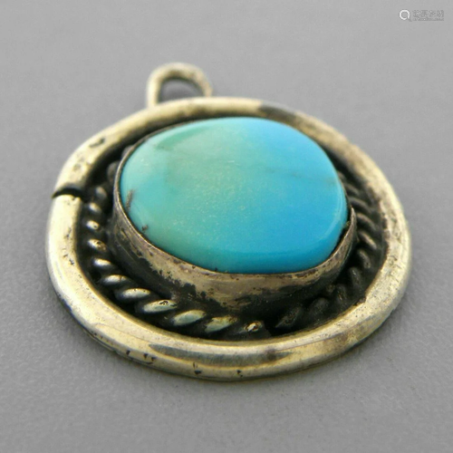 VINTAGE NAVAJO STERLING SILVER TURQUOISE PENDANT