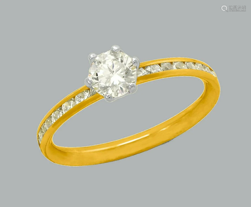 14K YELLOW GOLD ETERNITY CHANNEL SET ENGAGEMENT CZ RING