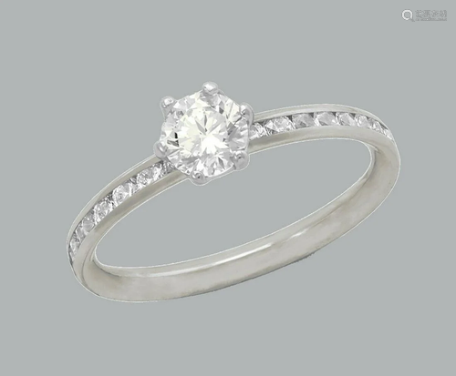 14K WHITE GOLD ETERNITY CHANNEL SET ENGAGEMENT CZ RING