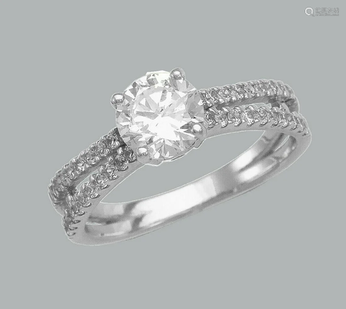 14K WHITE GOLD LADIES ENGAGEMENT RING SPLIT SHANK