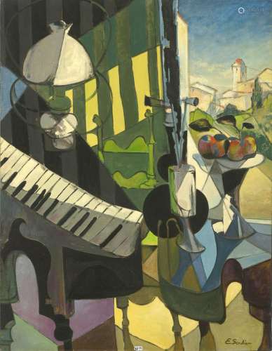 Tableaux SOULIER Eric (1955) Huile sur toile "Le piano ...