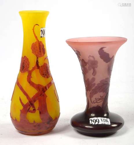 Verrerie GALLE Emile, LE VERRE FRANCAIS Lot de deux vases en...