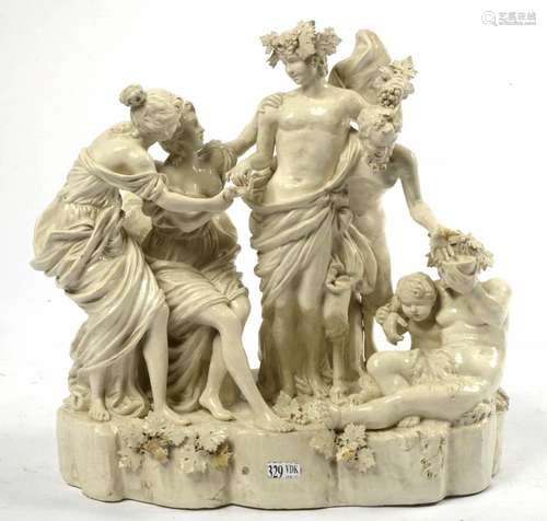 Porcelaines Grand groupe en porcelaine glaçurée blanche de C...