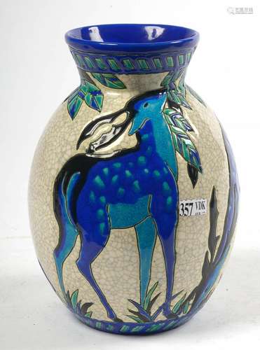 Faiences CATTEAU Charles (1880 - 1966) Vase pansu à haut col...