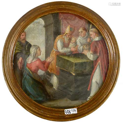 Tableaux Tondo sur panneau de chêne "Le Baptême du Chri...