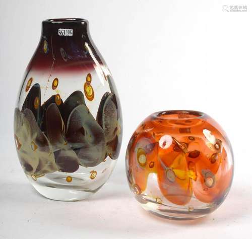 Verrerie LELOUP Louis (1929) Lot de deux vases, l'un bou...