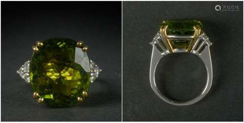 Joaillerie Bague en or blanc et or jaune 18 carats sertie d&...