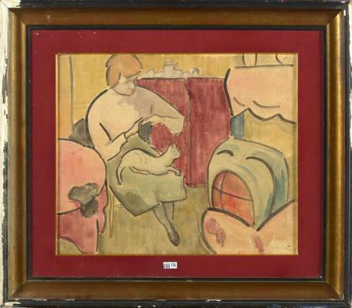 Aquarelles BRUSSELMANS Jean (1884 - 1953) "La femme au ...