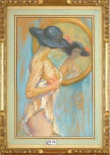 Pastels GOUWELOOS Jean (1868 - 1943) "Elégante dénudée ...