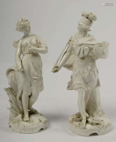 Porcelaines Paire de statuettes en porcelaine blanche représ...