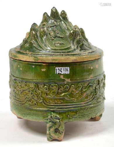 Art chinois Pot à couvercle tripode, dit "Lian" en...