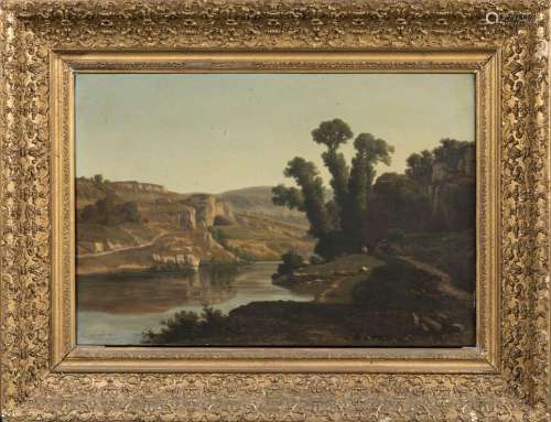 Hector ALLEMAND (1809-1886).Bord de fleuve, 1845.Huile sur t...