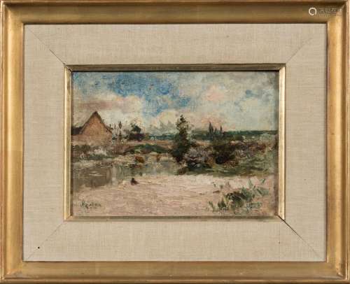 Adolphe APPIAN (1818-1898)Paysage (étude).Huile sur toile co...