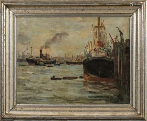 Oskar FREY (1883-1966).Hamburger Hafen ( Le port d''...