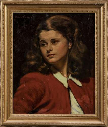 Hélier COSSON (1897-1976)La petite fille en rouge.Huile sur ...