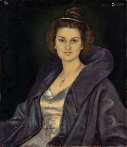 Hélier COSSON (1897-1976)Portrait de dame.Huile sur toile.Si...