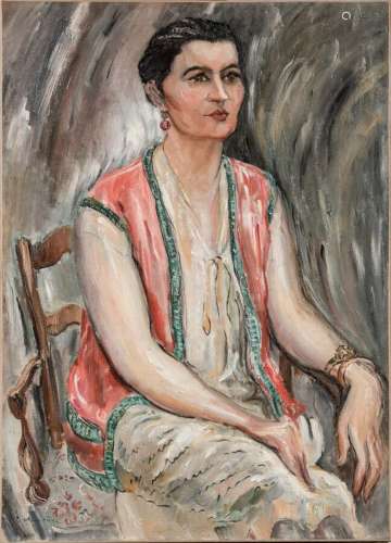Emile Othon FRIESZ (1879-1949).Portrait de jeune femme assis...