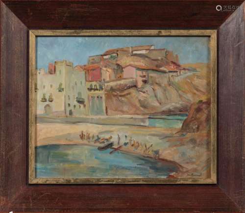 Jean COMMUNAL (1911-1982)La plage à Collioure.1942.Huile sur...