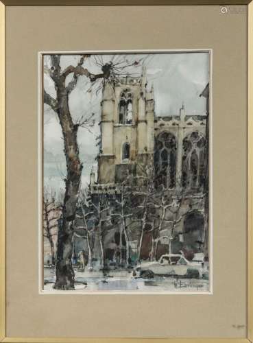 Willy ESSLINGER (1904-1983)Clocher d'église (à Lyon ?).A...