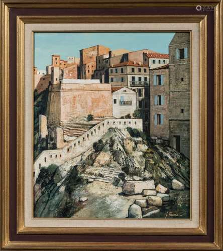 Jean THOMAS (1923-2019)Corse, Bonifacio Maisons de la vieill...