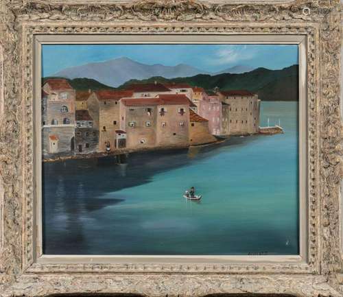 Jeannette VILLARD (XXème siècle).Saint-Florent, Corse.Huile ...