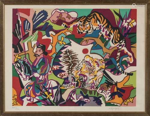 Charles LAPICQUE (1898-1988)Le tigre dans la jungle.Lithogra...