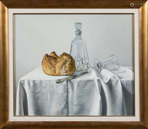 Miguel Angel NUNEZ (né en 1966).Nature morte au pain, 2009.H...