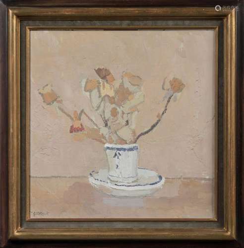 Pierre COQUET (1926-2021)Fleurs dans une tasse.Huile sur car...